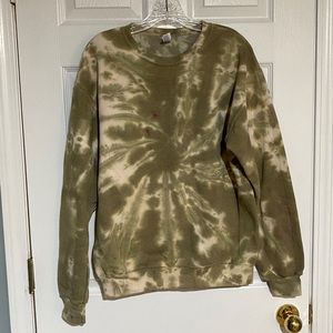 Hand Tie-Dyed Olive Green Crewneck Sweatshirt